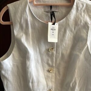 Primark White Button Down Sleeveless Blouse